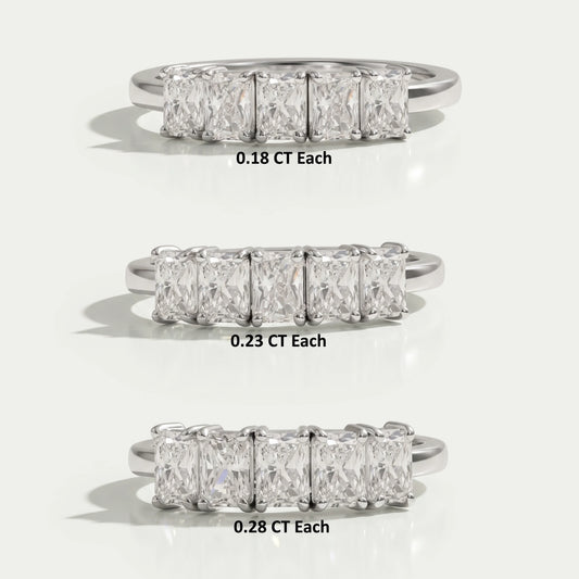 Fünf Stein Radiant Schliff Labor Diamantring