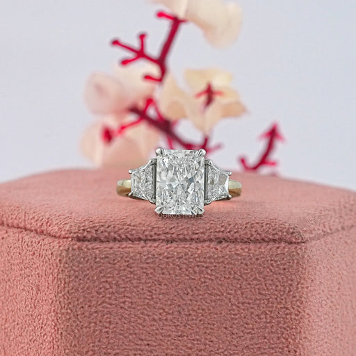 Three Stone Radiant And Trapezoid Lab Diamond Ring Ring