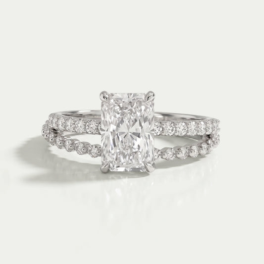 Radiant Cut Solitaire Accent Bridal Ring Set Rings