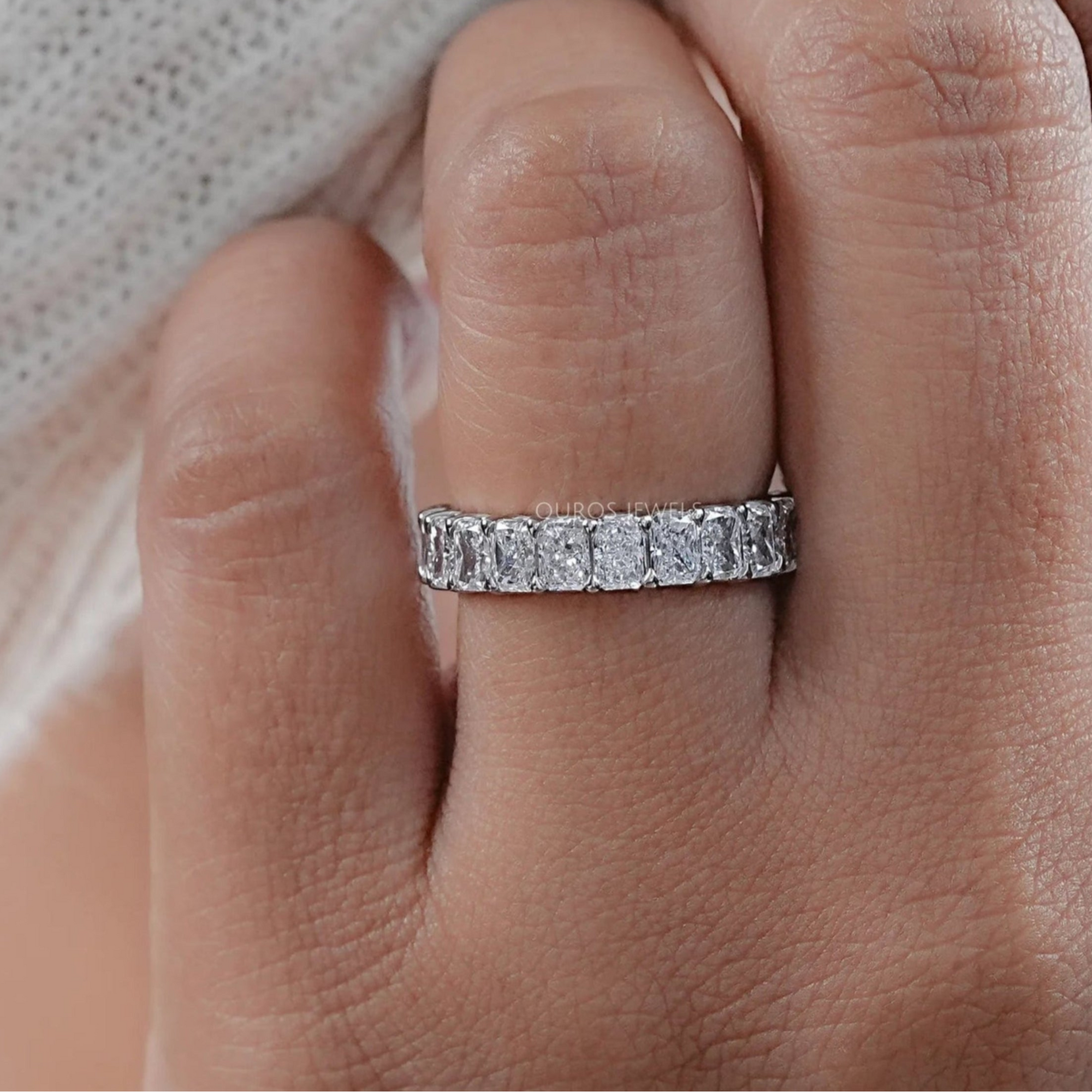 Radiant Cut Lab Grown Diamond Eternity Anniversary Band Ring