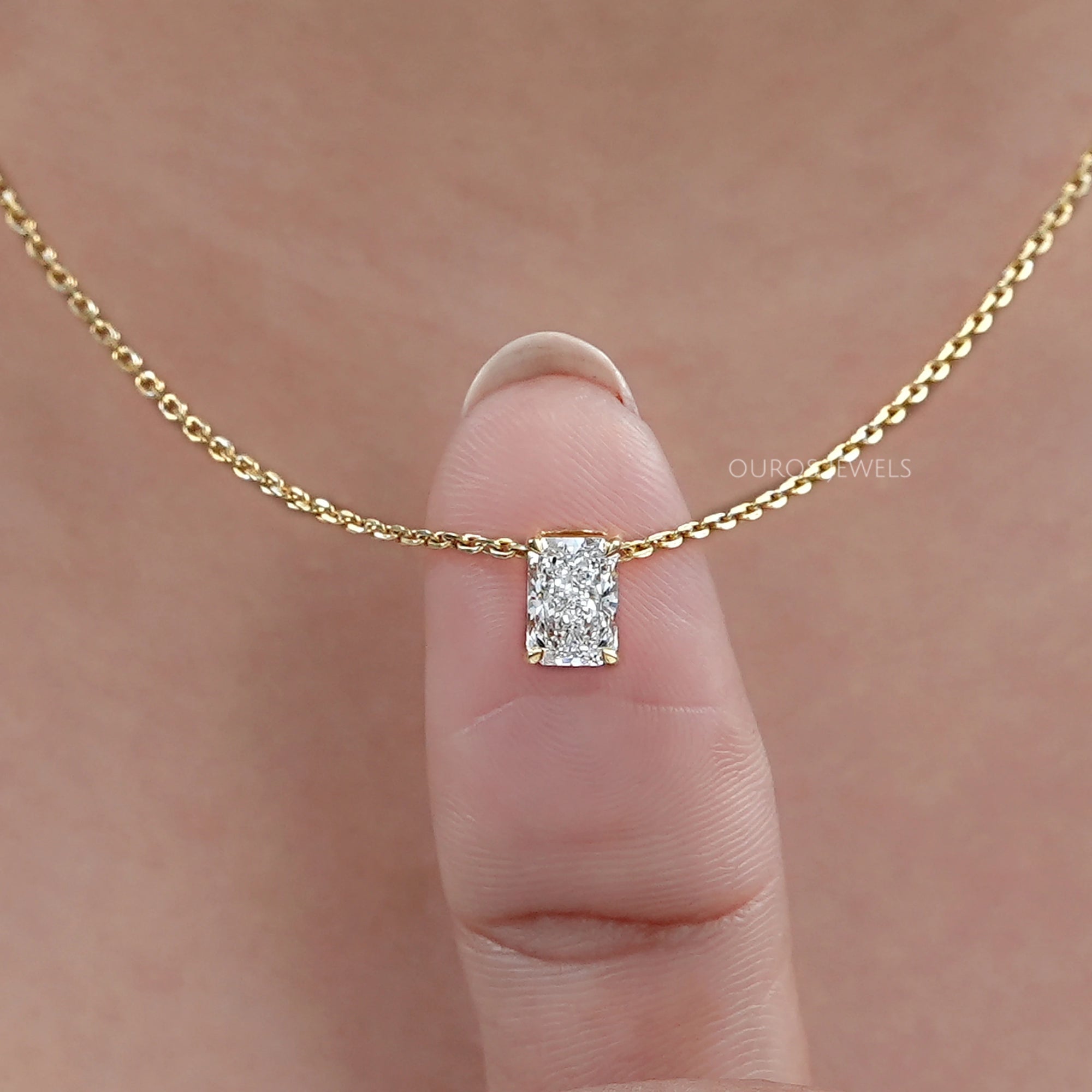 Radiant Lab Grown Diamond Solitaire Pendant Necklaces