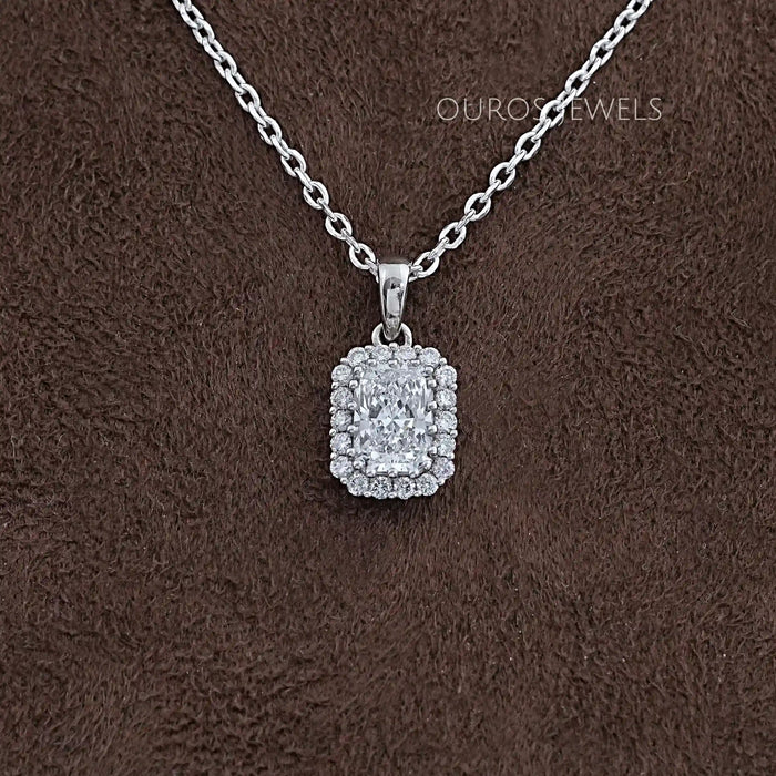 Radiant Lab Grown Diamond Halo Pendant Necklaces