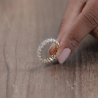 Radiant Cut Lab Grown Diamond Eternity Wedding Band Rings