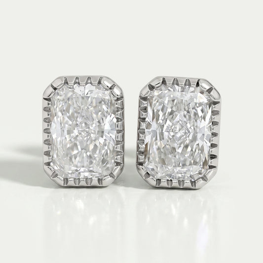 Radiant Lab Diamond Milgrain Set Stud Earrings Earrings