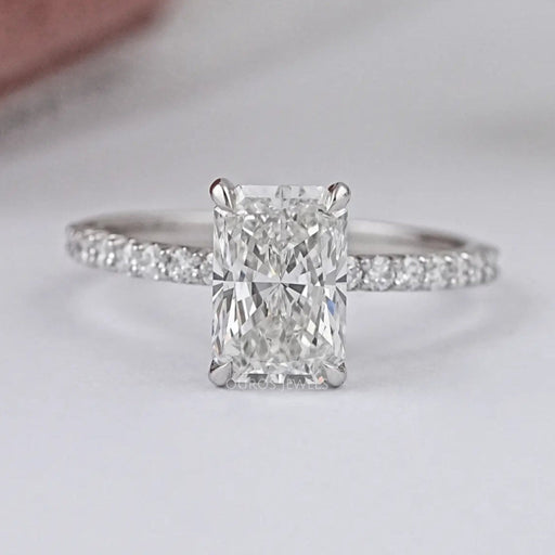Radiant Cut Solitaire Accent Diamond Engagement Ring Rings