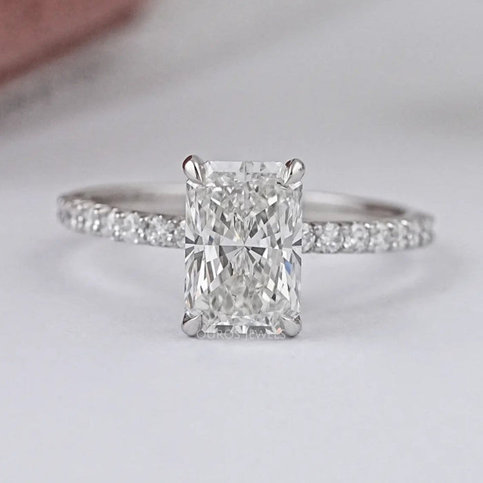 Radiant Cut Solitaire Accent Diamond Engagement Ring Rings