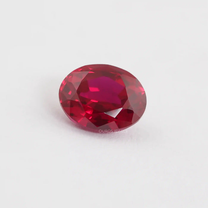 Zambian Ruby Oval Cut Gemstone With IGI Certified Diamond