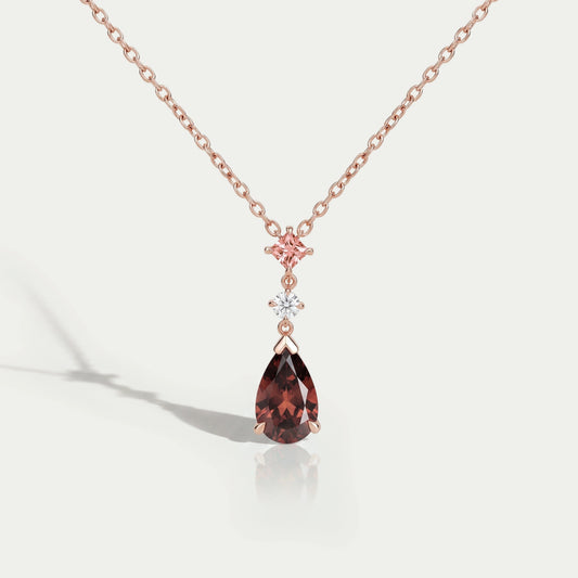 Red Pear Cut Lab Diamond Pendant Necklaces