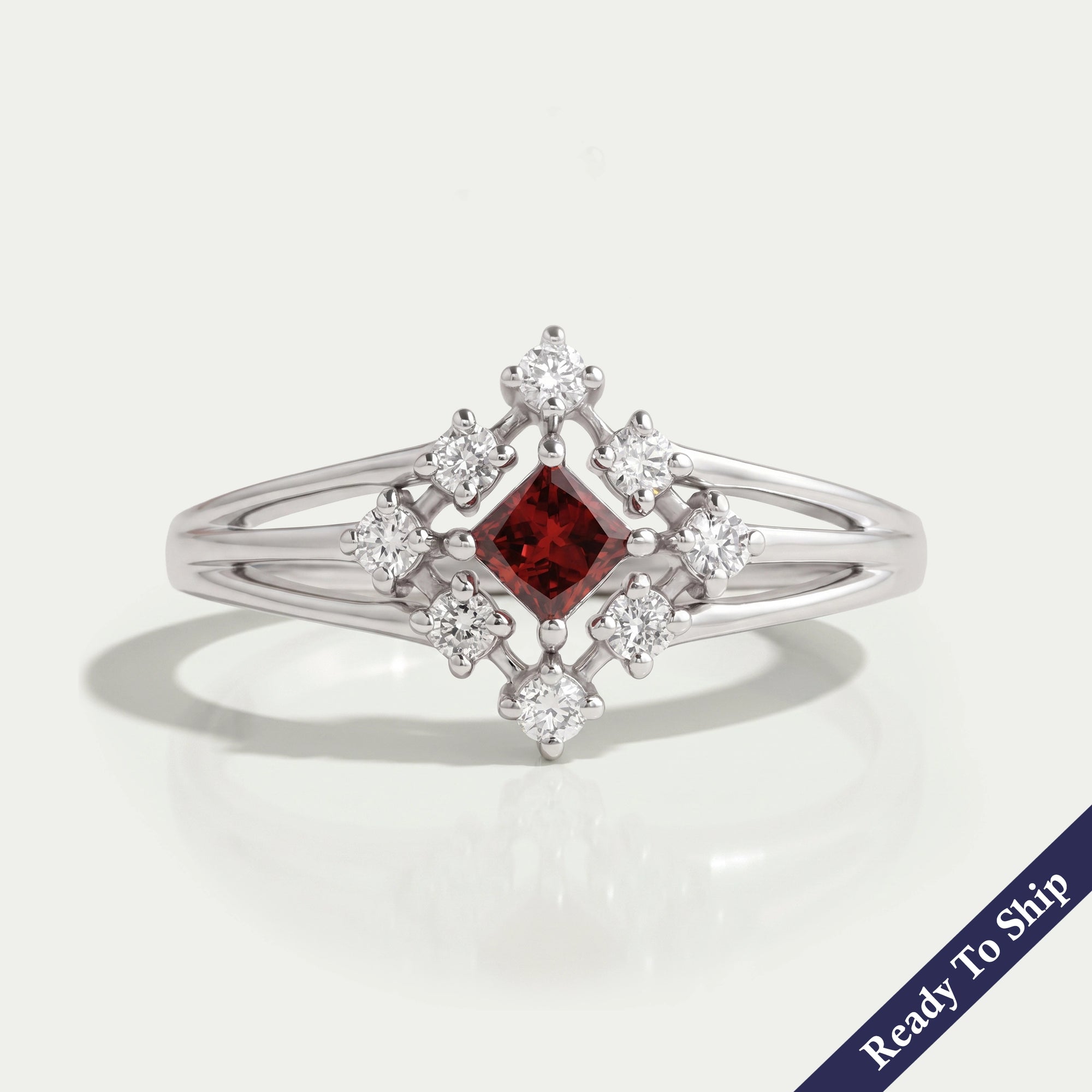 Red Princess Diamond Dainty Ring