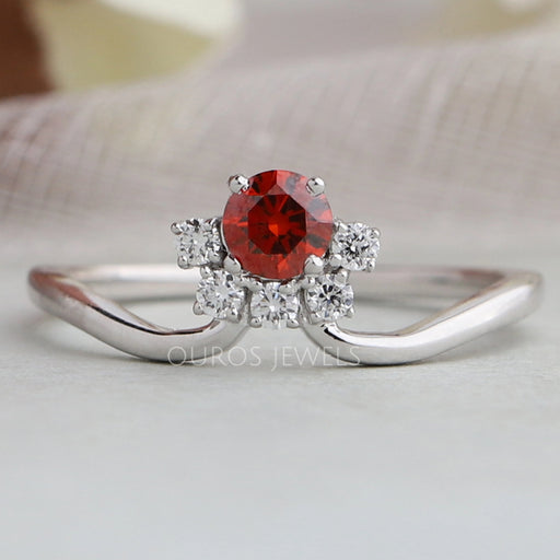 Round Cut Red Diamond Dainty Ring Rings