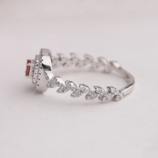 Red Princess Cut Double Halo Accent Diamond Ring