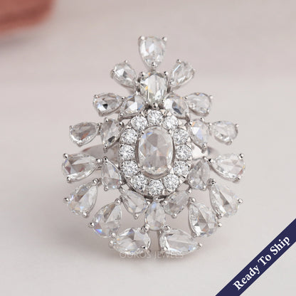 Rose Cut Lab Diamond Cluster Ring Ring