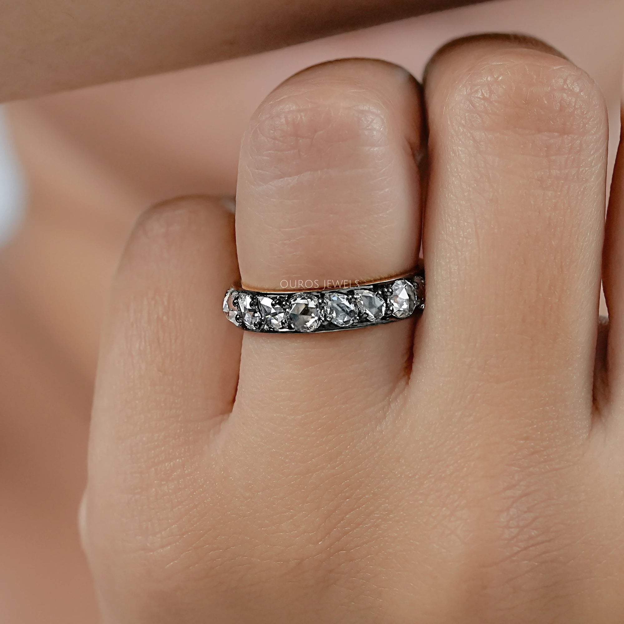 Rose Cut Diamond Eternity Wedding Band