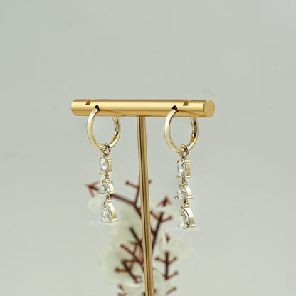Multi Shape Rose Cut Diamond Hoop Earrings Earrings