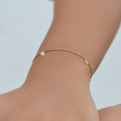 Rose Cut Lab Diamond Station Chain Bracelet Bracelet
