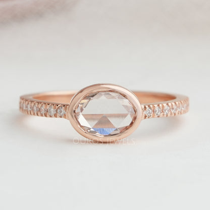 Rose Cut Oval Lab Grown Accent Diamond Ring Ring