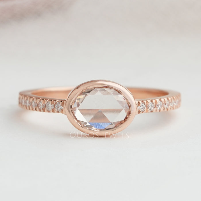 Rose Cut Oval Lab Grown Accent Diamond Ring Ring