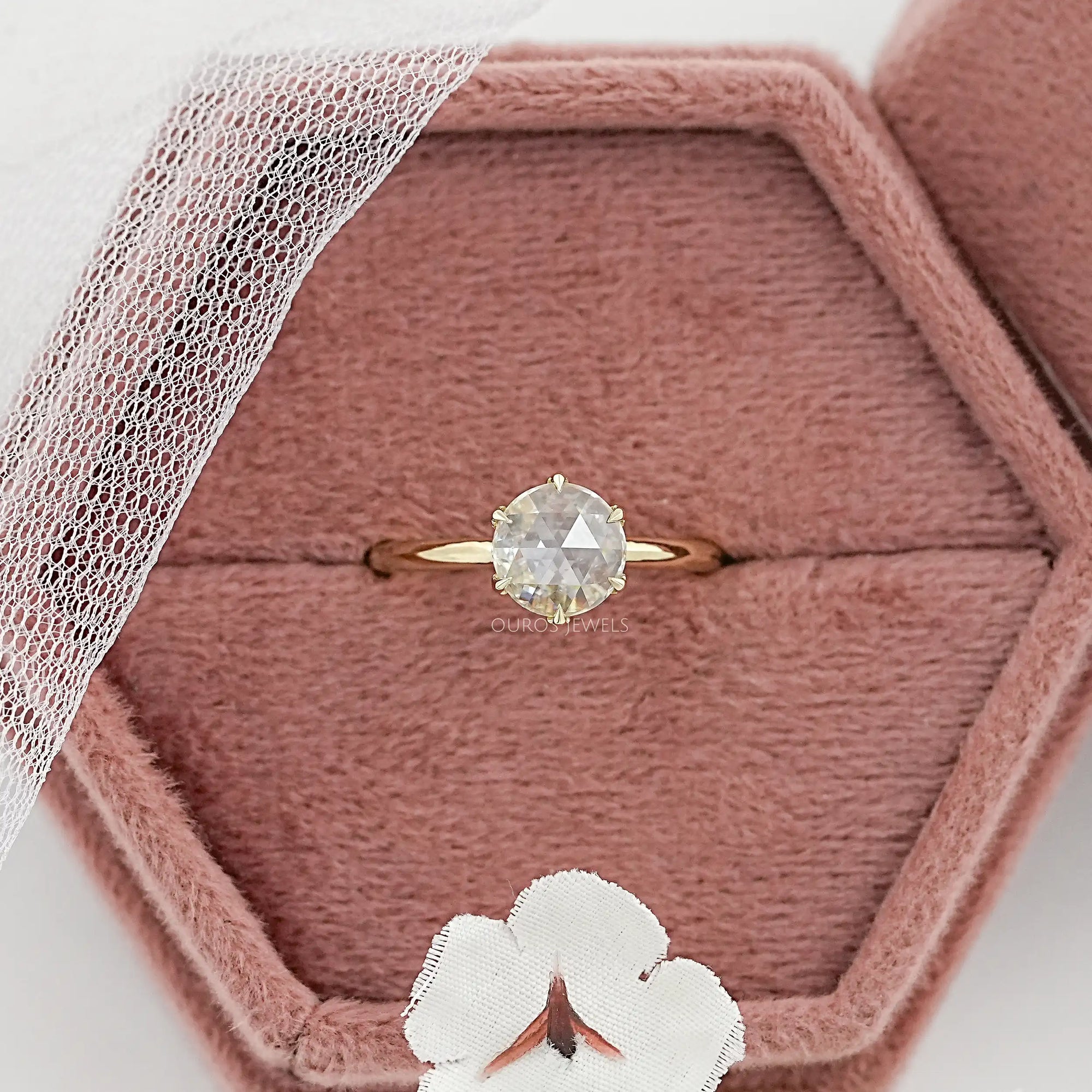 Rose Cut Round Diamond Solitaire Ring