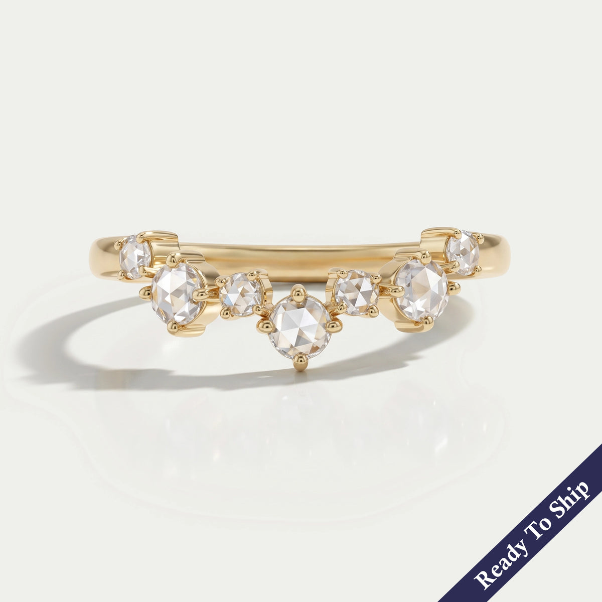 Verlobungsring mit Diamanten im Rosenschliff (rund und birnenförmig)