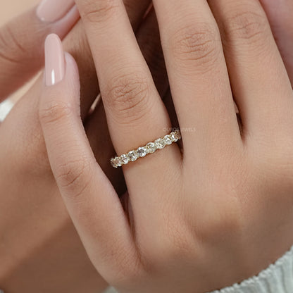 Rose Cut Round Diamond Eternity Wedding Band Ring