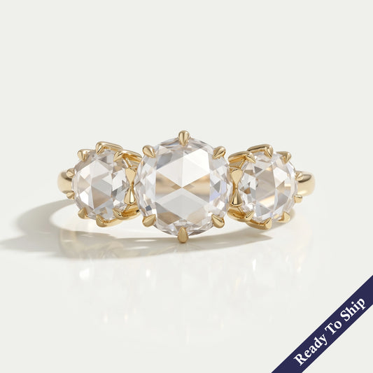 Trilogy Rose Cut Round Diamond Engagement Ring Ring
