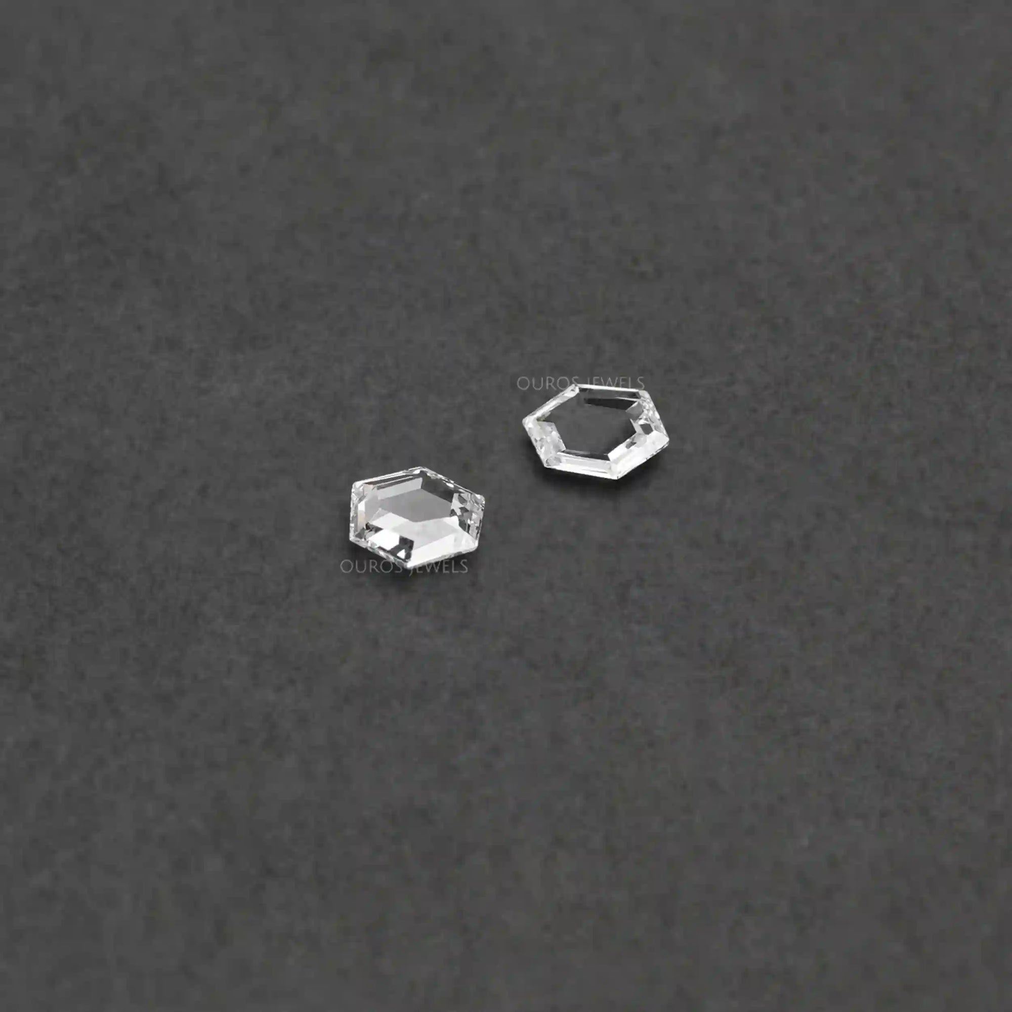 Rose Cut Hexagon Shape Lab Grown Diamond Pair Loose