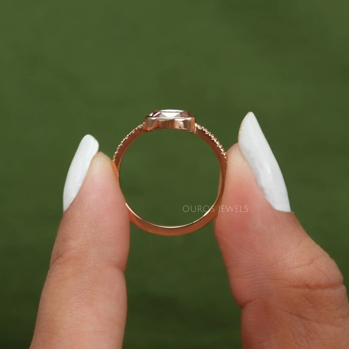 Rose Cut Oval Lab Grown Accent Diamond Ring Ring