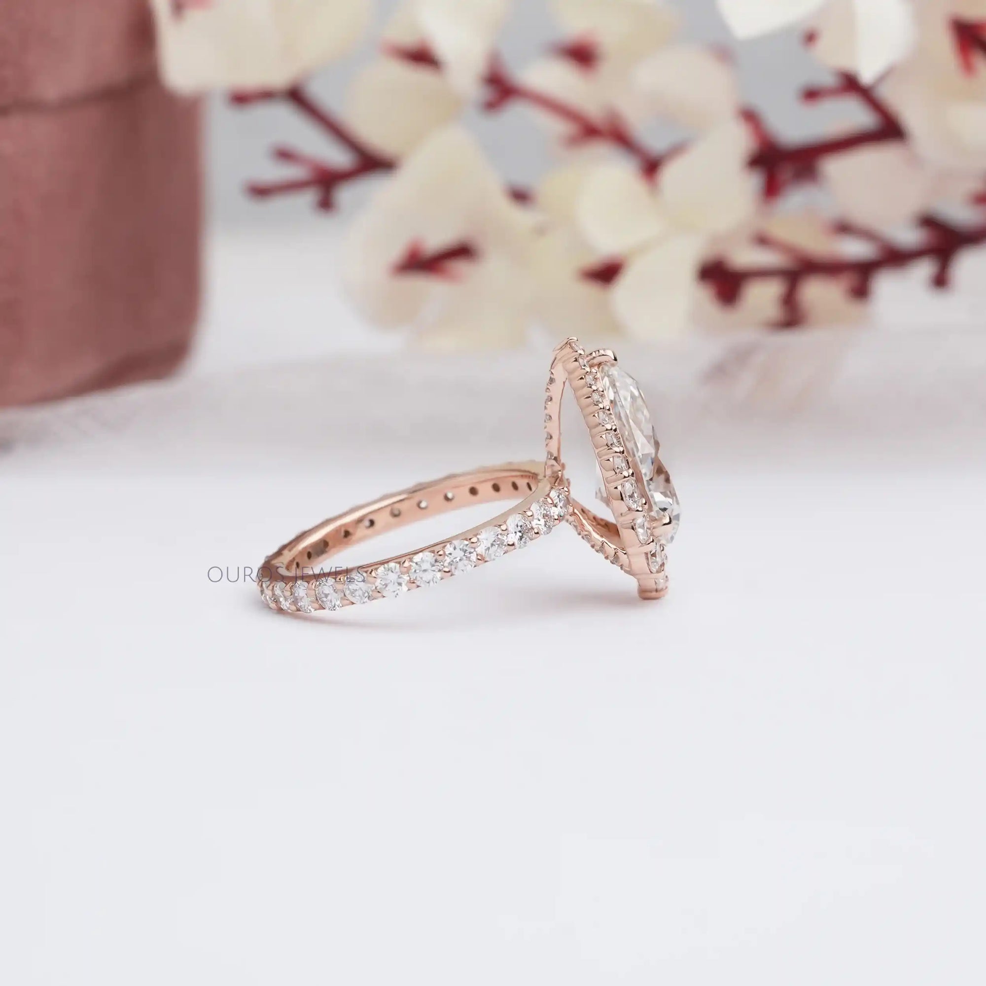 Rose Gold Pear Cut Diamond Engagement Ring