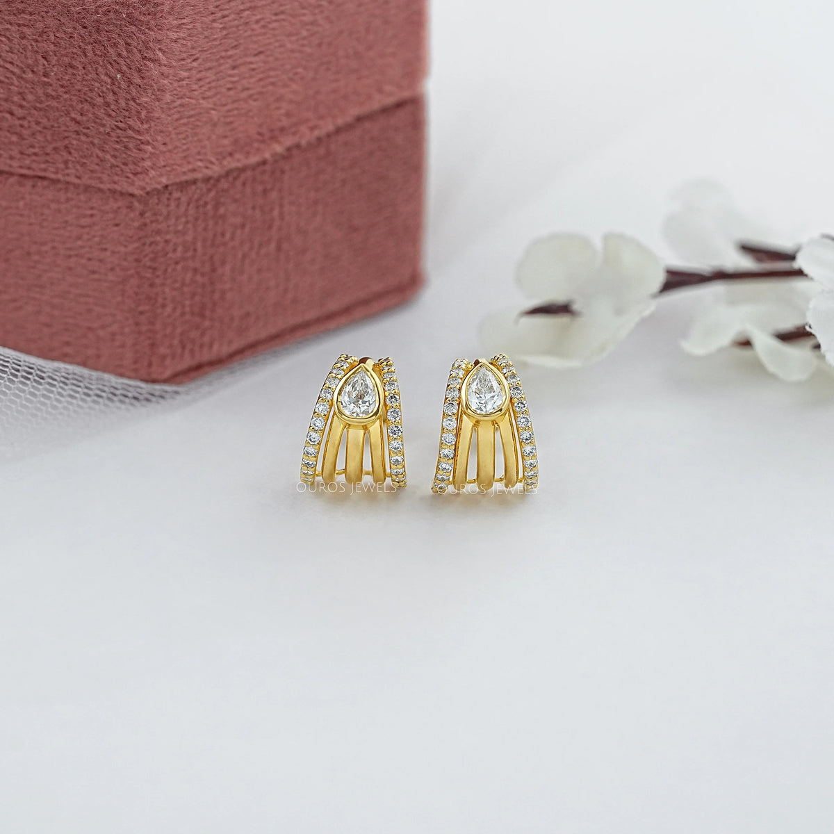 Trio Rosenschliff Runde Diamant-Halo-Ohrstecker
