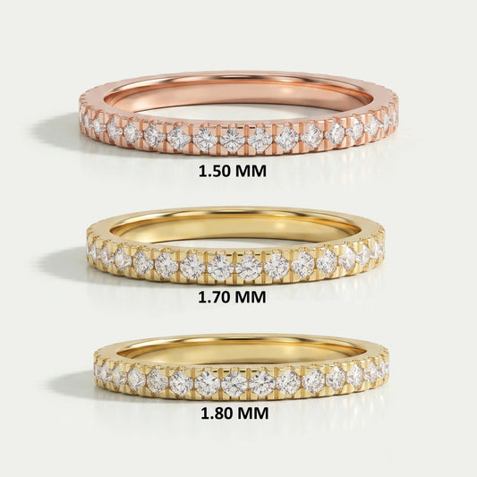 Round Cut Lab Grown Diamond Half Eternity Wedding Band