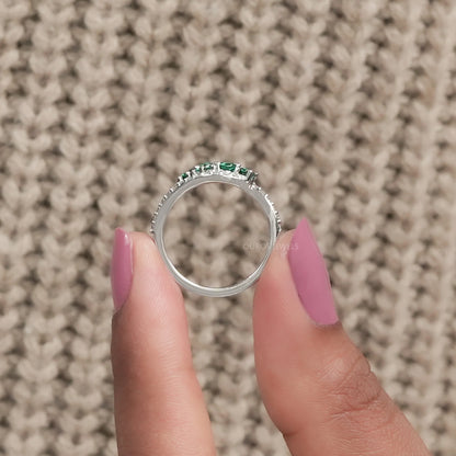 Emerald Cluster And Round Bypass Ring