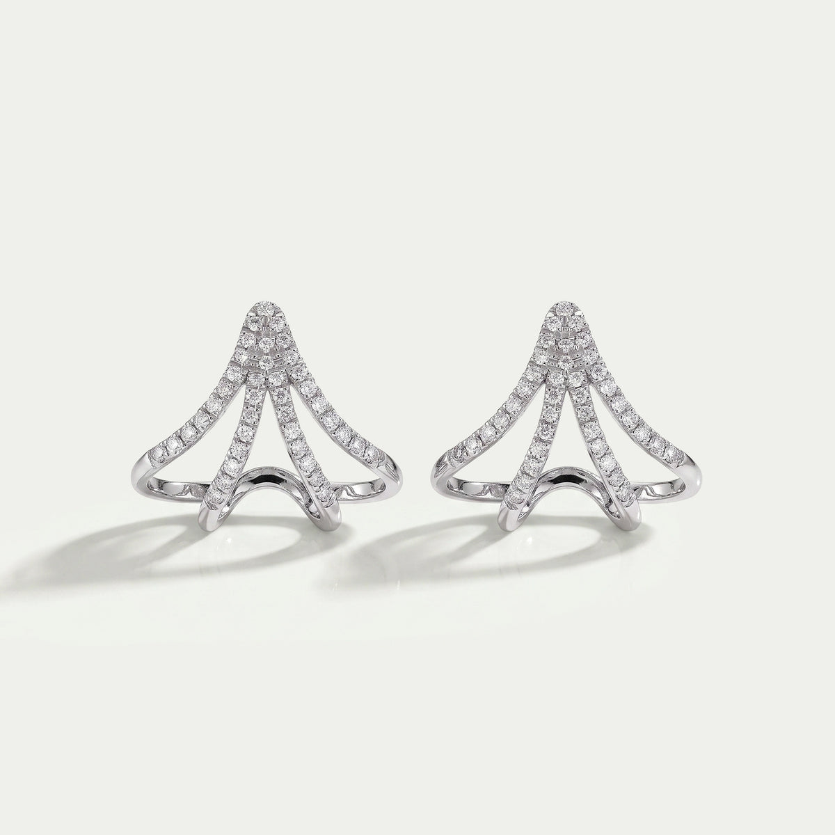Round Lab Diamond Arrow Cage Huggie Earrings Earrings