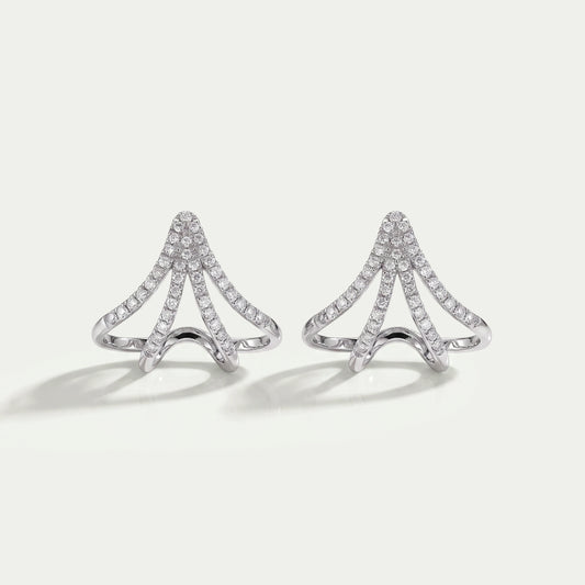 Round Lab Diamond Arrow Cage Huggie Earrings Earrings