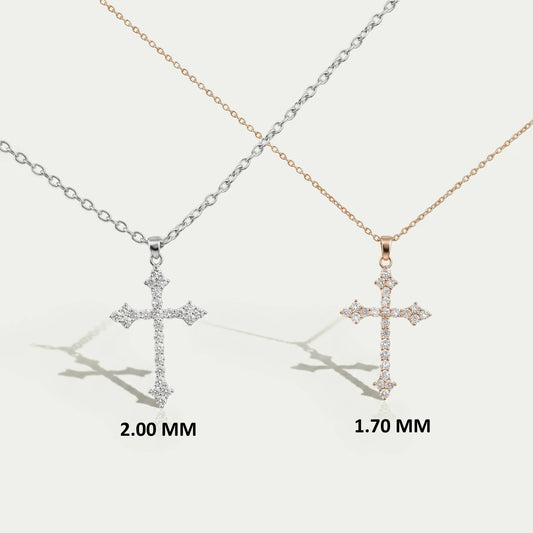 Round Diamond Cross Pendant Necklaces