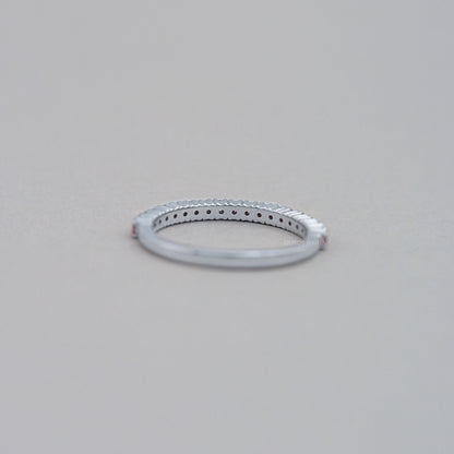 Pink Round Cut Lab Grown Diamond Half Eternity Band Ring
