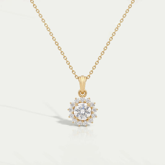 Prong Set Round Cut Halo Lab Diamond Pendant Necklaces