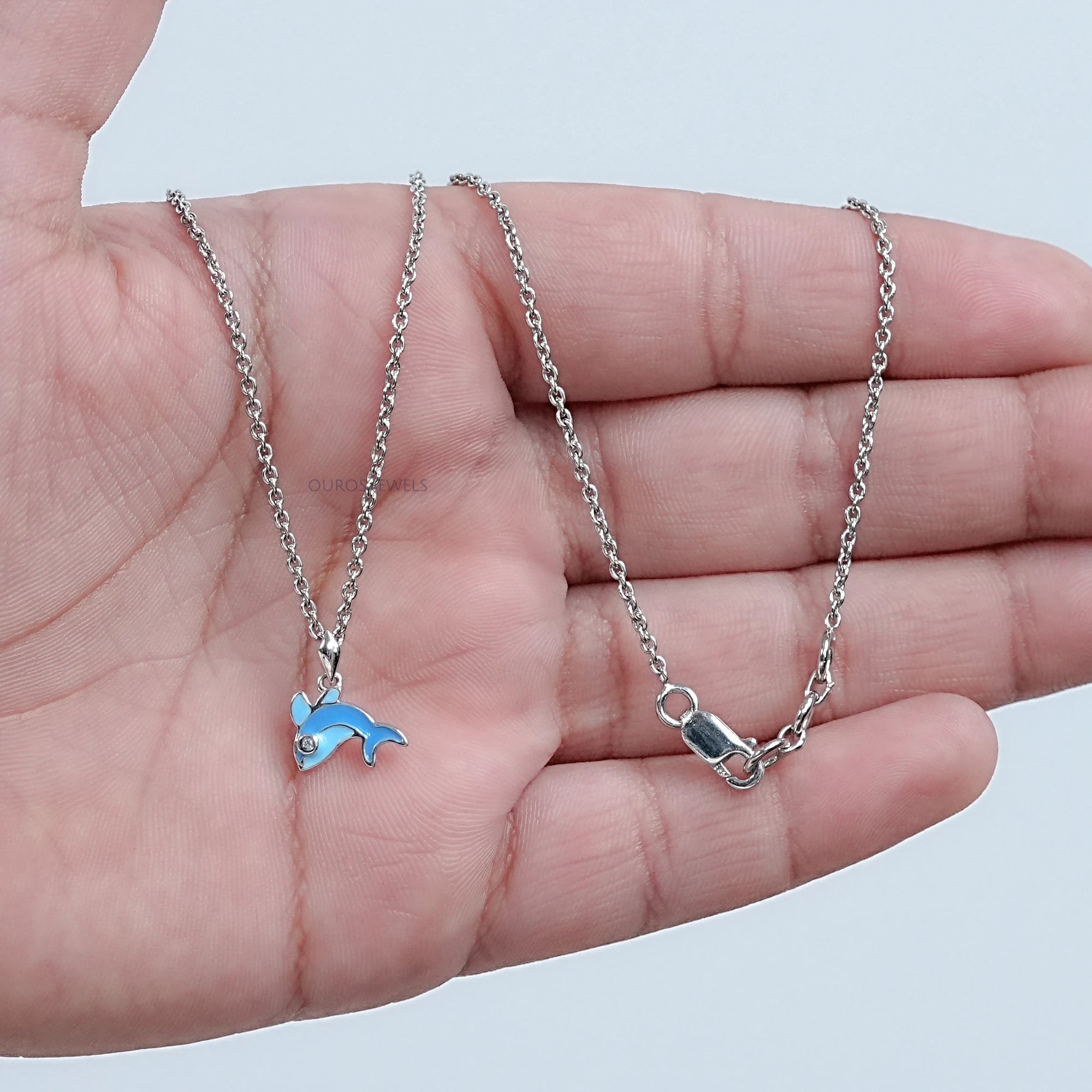 Blue Enamel Dolphin Charm Kids Pendant