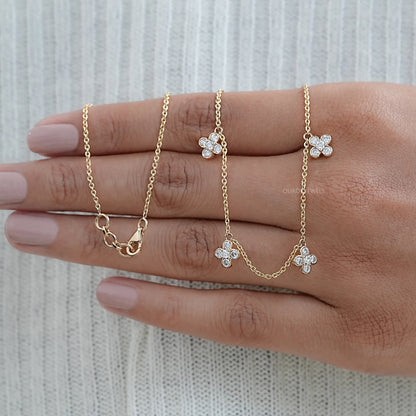 Daisy Flower Bezel Set Chain Station Necklace Necklaces