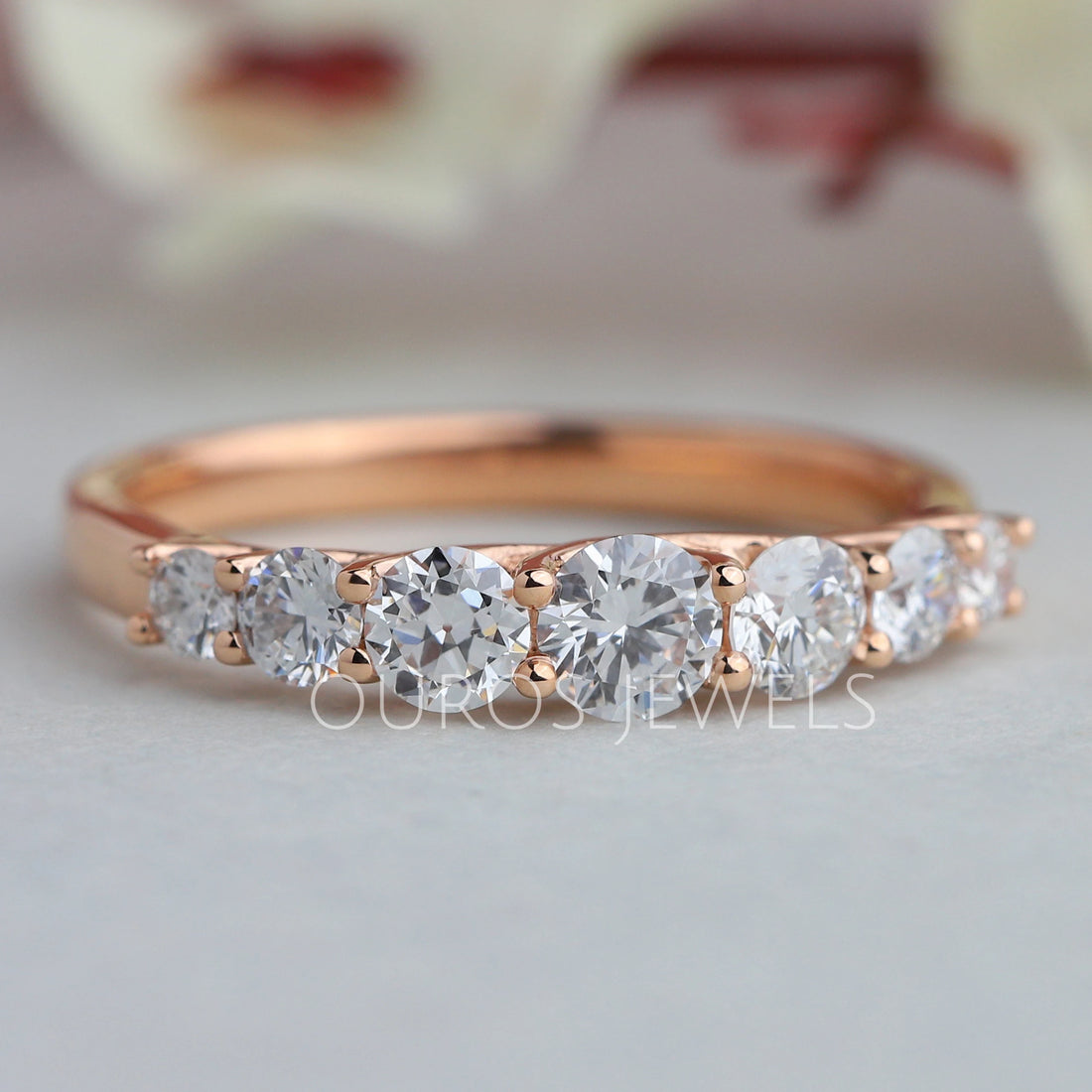 Round Cut Half Eternity Band Rings