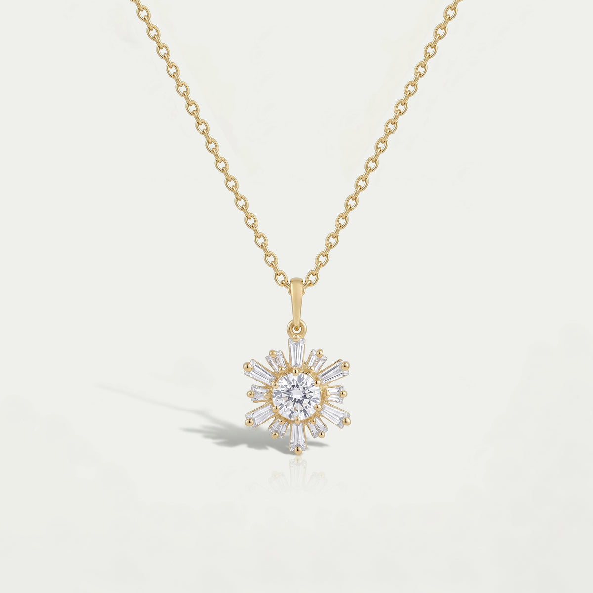 Tapered Baguette And Round Cluster Diamond Necklace Necklaces