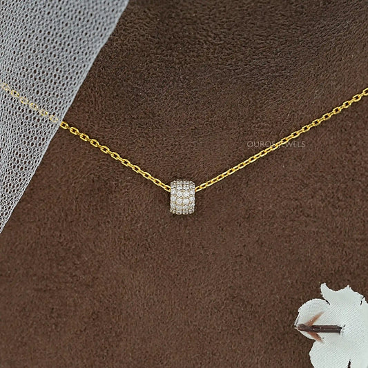 Round Lab Diamond Barrel Pendant Necklaces