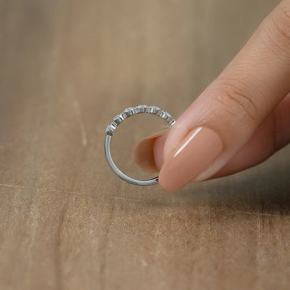 Round Diamond Bezel Set Half Eternity Band Rings