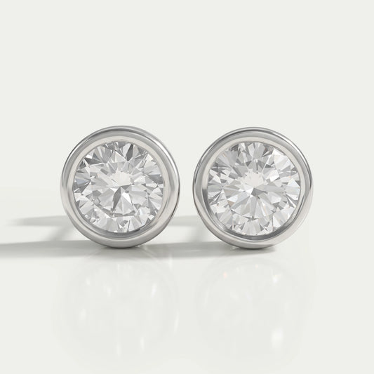 Round Lab Diamond Bezel Stud Earrings Earrings