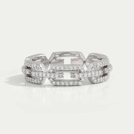 Round Cut Lab Diamond Chain Link Wedding Ring Rings