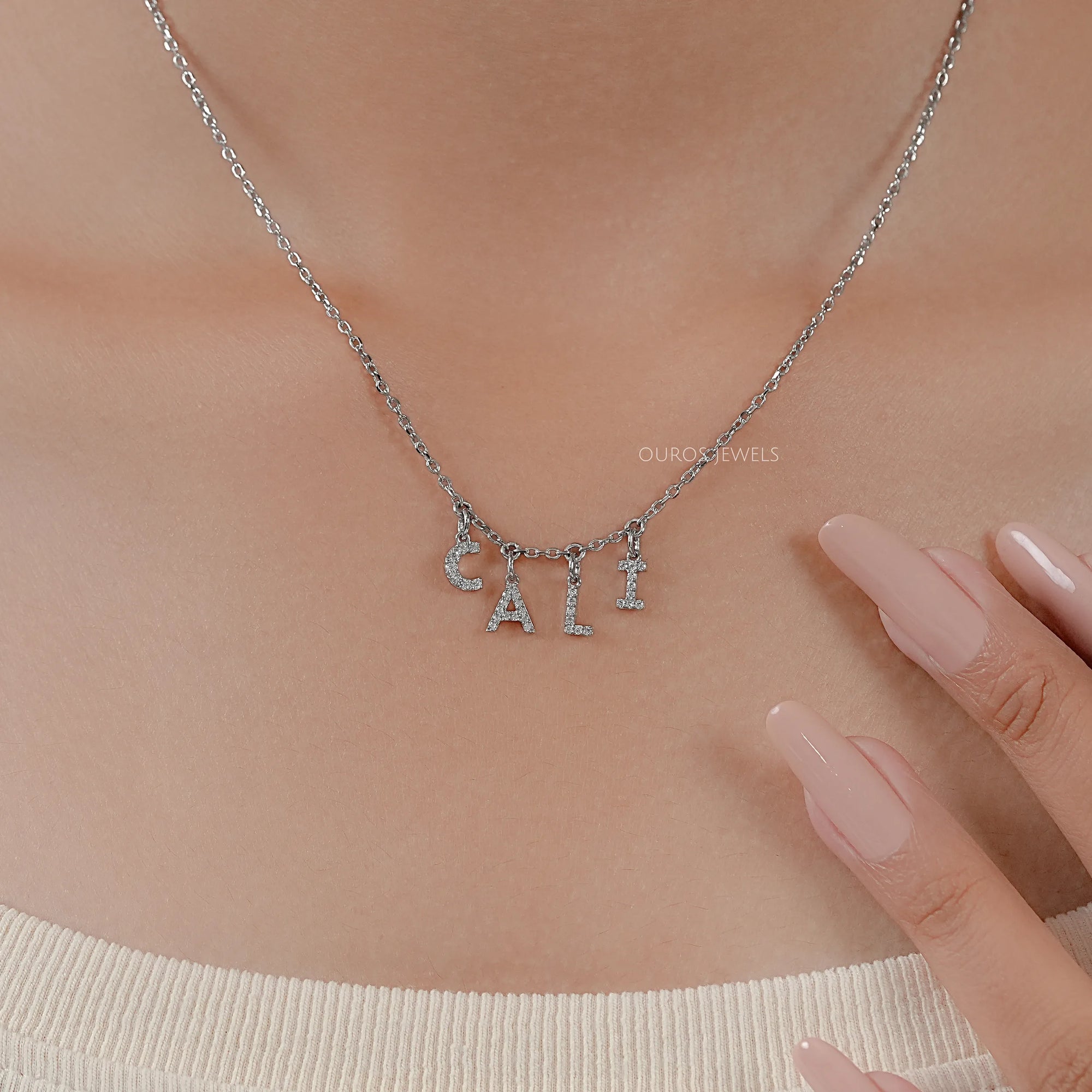 CALI Letter Round Diamond Customize Pendant