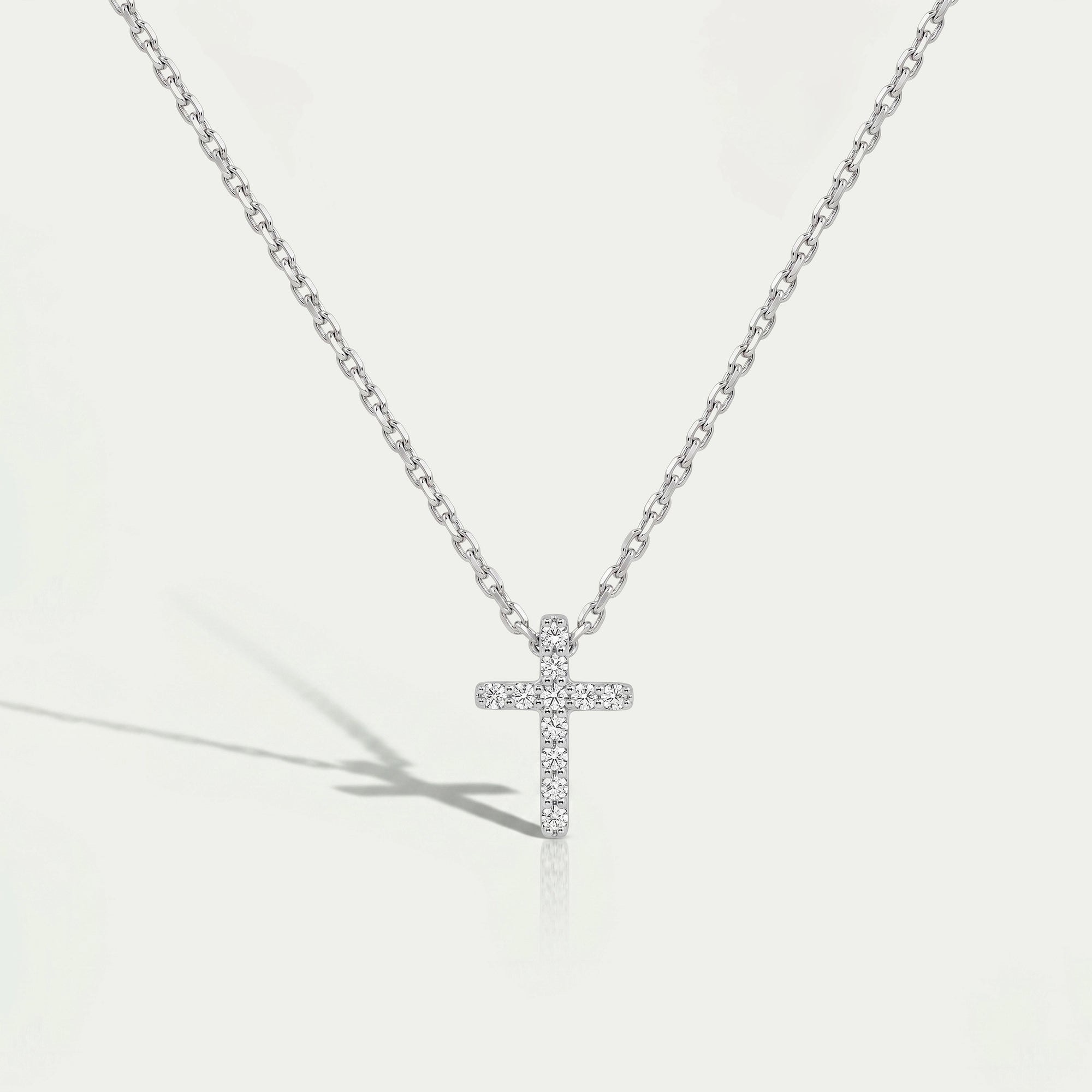 Round Cut Lab Grown Diamond Cross Pendant Necklaces