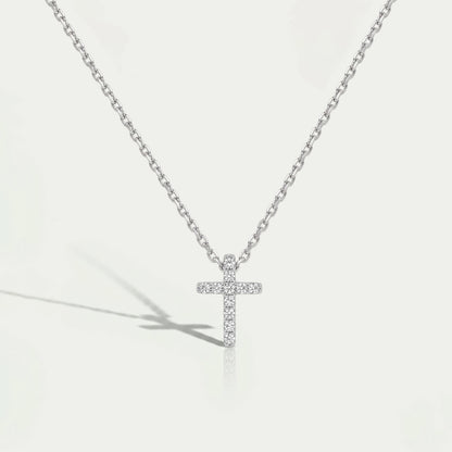 Round Cut Lab Grown Diamond Cross Pendant Necklaces