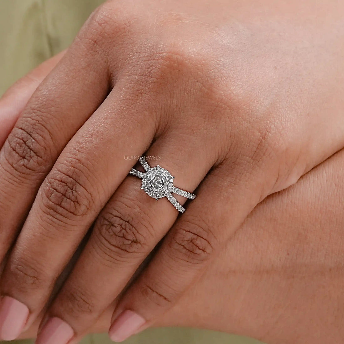 Round Diamond Crossover Ring Rings