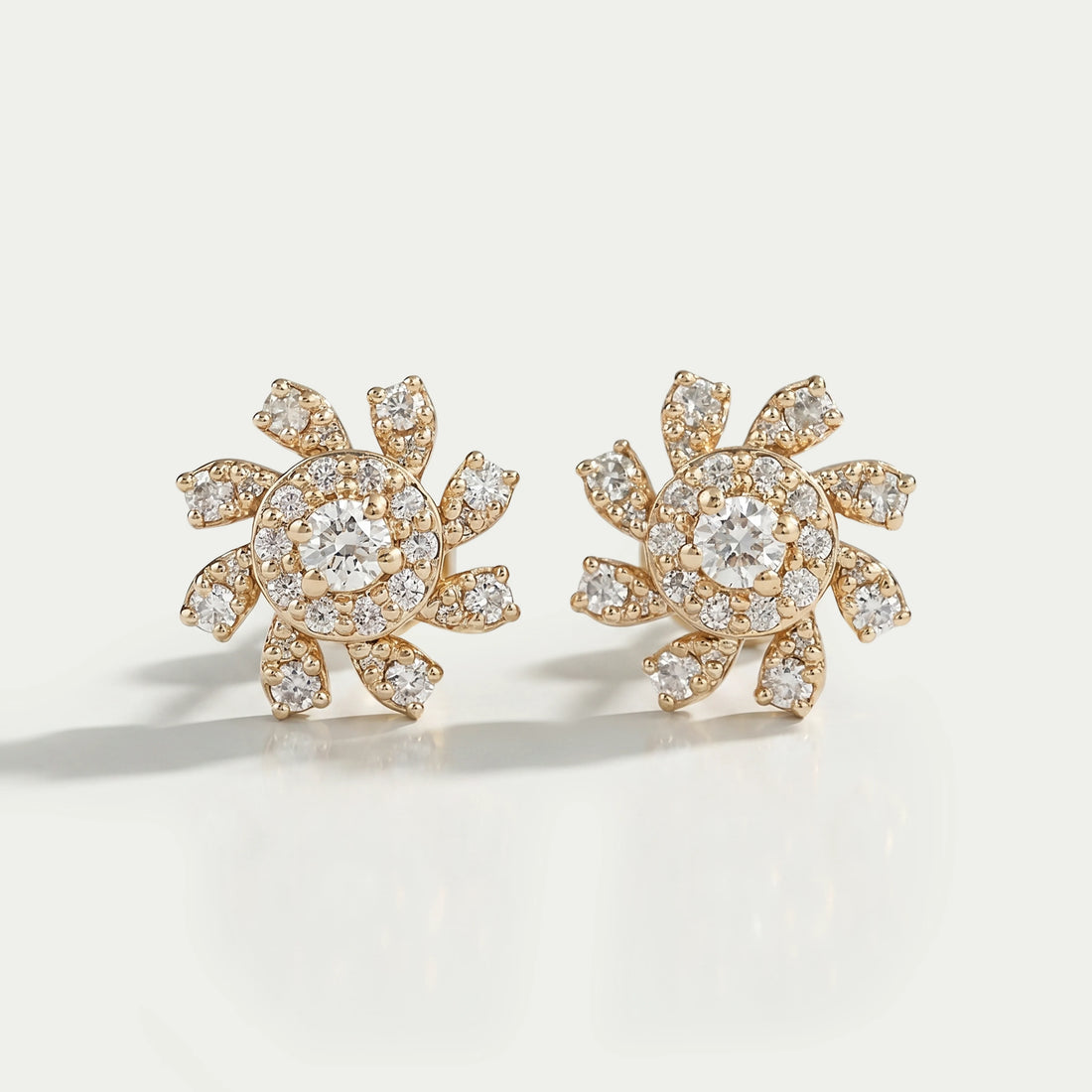 Floral Shape Lab Diamond Stud Earring