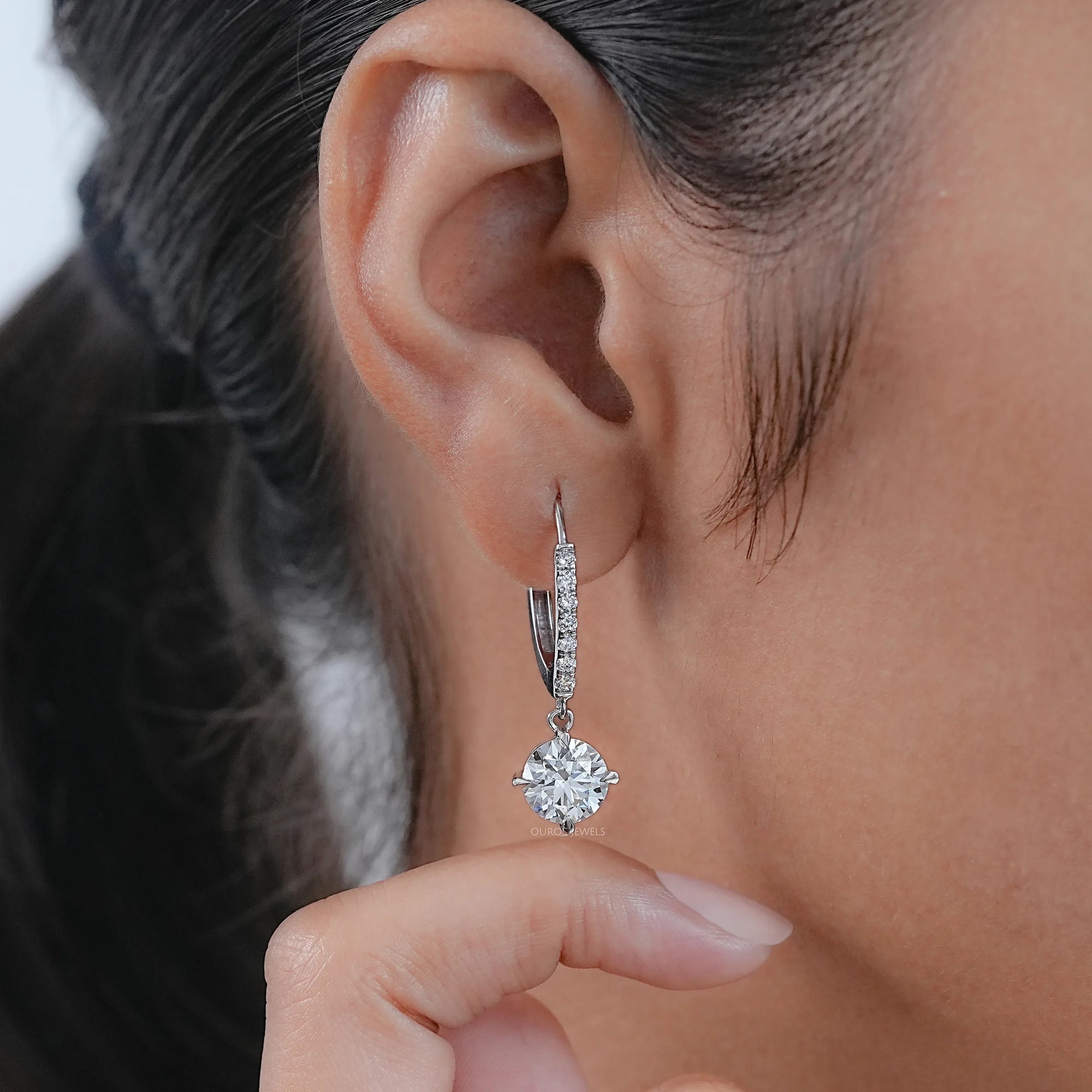 Round Lab Diamond Dangle Earrings Earring